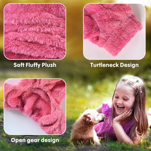 Idepet Velvet Dog Pajamas, Turtleneck Dog Sweater Fuzzy Plush Onesie Soft Cat Apparel Pet Clothes Winter Outfit Doggy Pjs Puppy Jumpsuit for Small Dogs Cats (Rosered,XS) - color: RoseRed, size: X-Small