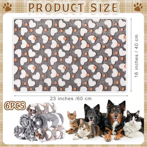 HunnmingRe 6 Pcs Puppy Blankets for Small Dogs Super Soft Flannel Pet Washable Blankets with Cute Paw Print 23x16'' Warm Sleep Mat for Dogs Puppy Cat