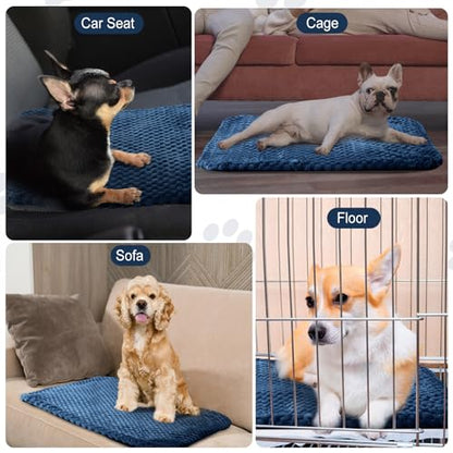 Drydiet 4 Pcs Self Heating Cat Pad Self Warming Cat Bed Dog Heating Pad Washable Thermal Pet Mat for Indoor Outdoor Pet 16 x 20 Inch Removable Non Slip(Navy Blue) - color: Navy Blue