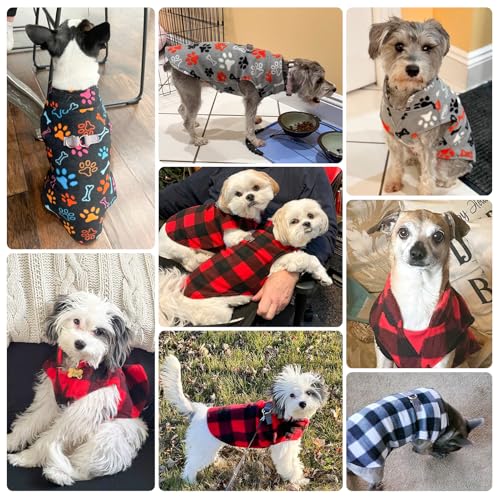 BEAUTYZOO Small Dog Sweater Fleece Vest Winter Jacket, D-Ring Leash Attachment for XS S Puppy Medium Sized Breeds Dogs, Cold Weather Dog Clothes Windproof Keep Warm, Christmas Red Plaid XS - color: RED BUFFALO PLAID, size: X-Small