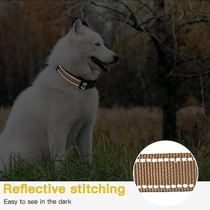 HEELE Dog Collar, Reflective Dog Collar, Soft Neoprene Padded Breathable Nylon Pet Collar Adjustable for Small Dogs Puppy, Khaki, XS(7.87-11.81") - color: Khaki, size: X-Small (7.87-11.81")