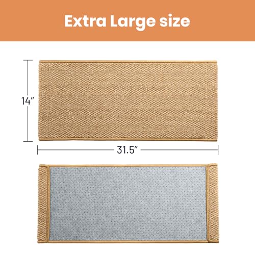 Ordora Large Cat Scratcher Mat: 31.5 X 14 Inch Upgrade Soft Sisal Horizontal Cat Floor Scratching Pad, Cat Scratching Rug Protect Furniture - size: Large mat