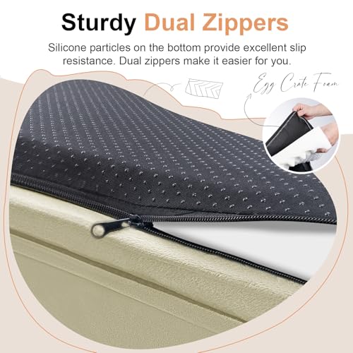 Medium Large Dog Bed Orthopedic Washable: Beds Bolster Medium Large Sized Dog Bed Egg Crate Foam Couch Sofa Waterproof with Removable Cover - Beige - color: Beige, size: 30.0"L x 20.0"W x 6.0"Th