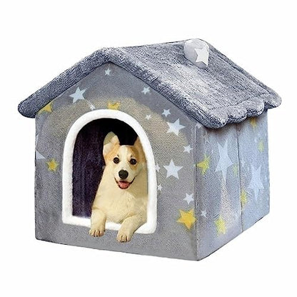 Dog House Indoor, Foldable Soft Kennel Bed Warm Cat Nest Puppy Cave with Cushion for Small Medium Large Dogs Cats (L-Within 30 lbs) - size: L-within 30 lbs