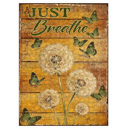 1000 Pieces Jigsaw Puzzles for Adults, Just Breathe Dandelion Butterfly Art Puzzle, Stress Relief Concentration Training Brain Teaser Puzzle 29.5x19.7 Inch - color: Wooden Puzzle12, size: 1000 Piece pcs
