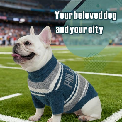 Small Dog Sweater Football Theme Turtleneck Knit Dog Sweaters for Small Pets Warm Winter Cat Dog Clothes - color: green&gray, size: Small