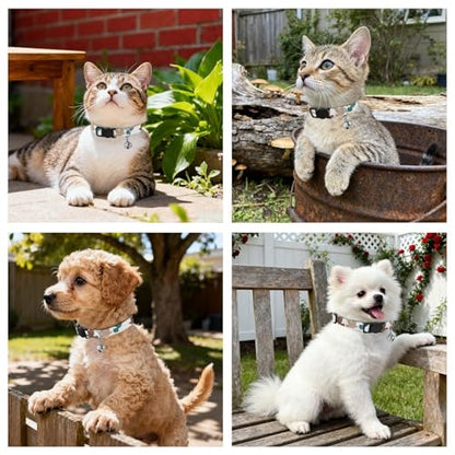 Flying Doves White Brown Dog Collar with Bell 2 Pack Cat Collar Adjustable Length 10.6" to 17.1" - color: Flying Doves White Brown