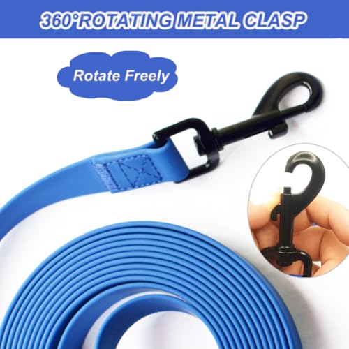Waterproof Dog Training Leash,Long Line Heavy Duty Outdoor Recall Lead 10ft 16ft 20ft 30ft 50ft for Small Medium Large Dog (Blue, 32FT)