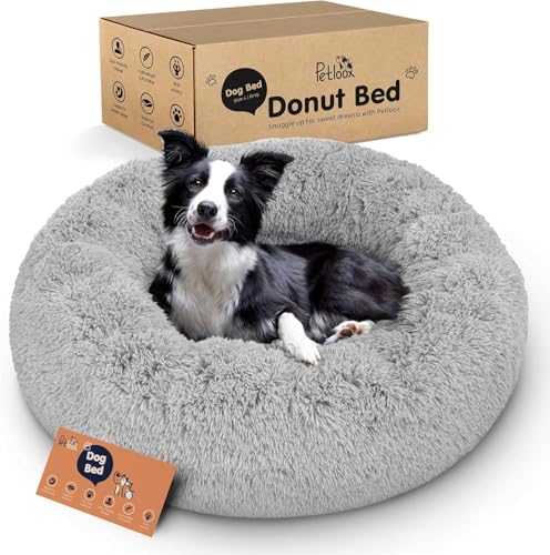 Donut Dog Bed - Premium Comfort for Anxiety Relief - Fluffy & Calming Design with Ultra-Plush Support | Cozy Round Dog Bed with Super Soft Circle Style (Grey, Large) - color: Grey, size: Large (36"L x 36"W x 10"Th)