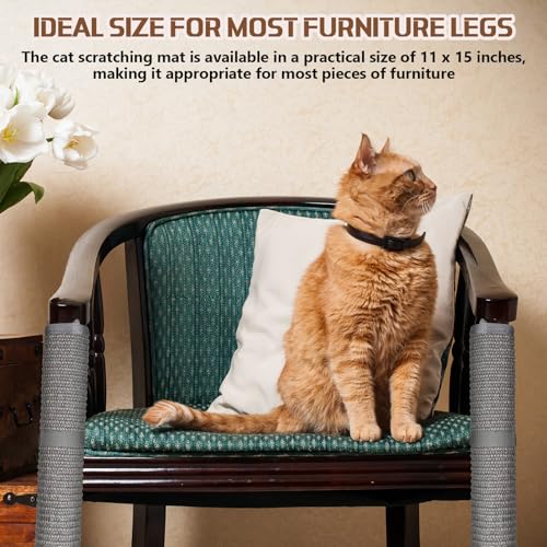 Dansydaisy 4 Pcs Sisal Cat Nail File Scratcher Wraps Around Scratching Pad 11 x 15 Inches Cat Scratch Mat Sisal Fabric Couch Scratch Protector Post Table Leg to Trim Pet Nails Protect Furniture