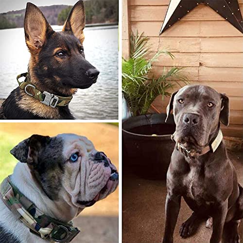 Tactical Dog Collar Military Dog Collar Adjustable Nylon Dog Collar Heavy Duty Metal Buckle with Handle for Dog Training (Camo,S) - color: Camo, size: Small (Pack of 1)