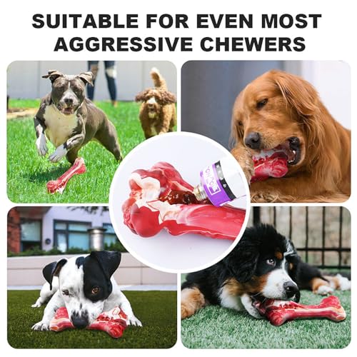 YFL Dog Chew Toys for Aggressive Chewers Large Breed - Tough Rubber Dog Bone with Real Beef Flavor, Durable Puppy Teething Toy for Medium to Large Dogs (L Size)