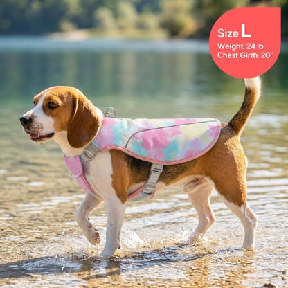 KYEESE Dog Cooling Vest Lightweight Jacket Cooling Vest for Dogs Adjustable Straps Summer with D Ring Breathable Dog Jacket Pet Cooling Vest UV Protection Reflective Stripe Pet T Shirt,Pink,XL - color: Pink, size: X-Large (28-40lbs)