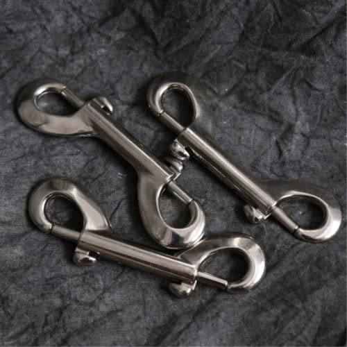 2 Pcs Double Ended Lead for Dogs, Bolt Snap Hooks Zinc Alloy Double End Clip Silver Diving Clip Trigger Snaps for Diving Dog Leash Key Chain Horse Tack Pet Feed Buckets