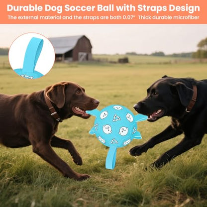 Dog Toy Soccer Ball with Grab Tabs, Durable Dog Soccer Ball, Dog Birthday Toys for Medium & Large Dogs, 8 Inch - color: Pale Blue, size: Large-8 Inch