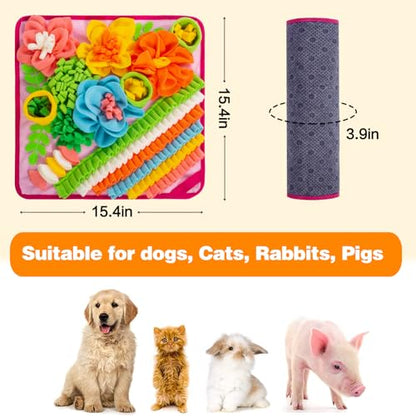 Snuffle Mat for Dogs, Sniff Mat Slow Feeding Mat for Small Pets Cats, Rabbits - Help Stress Relief and Training - Stimulate Your Pet's Foraging Skills! (Pink) - color: Pink