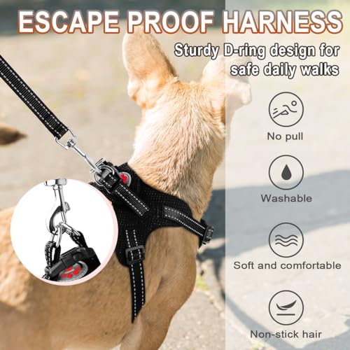 Dog Harness Step in Dog Vest Harness, Reflective Adjustable Puppy No Pull Harness Breathable Soft for Small and Medium Dogs Cats, Black, XXS - color: Black, size: XX-Small