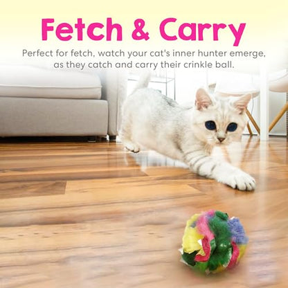 Crinkle Cat Toy Balls 12 Pack | Soft Cat Crinkle Toys for Indoor Cats & Kittens | Food-Grade Acetate Safer Than Mylar | Made in Canada - style: 12 Pack