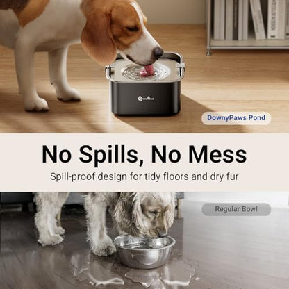 DownyPaws No Spill Water Bowl for Dogs,101oz/3L Slobber Stopper Stainless Steel, Slow Drinking Dog Water Bowl, No Mess Dog Water Dispenser Spill Proof, Dishwasher Safe, Black - color: Black