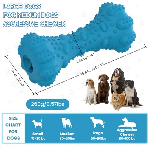 Dog Toy, Treat-Dispensing chew Toy for Dogs, Beef-Flavored,Durable Dumbbell-Shaped Natural Rubber Dog Toy Suitable for Medium to Large Dogs,Features squeaking loating Capabilities