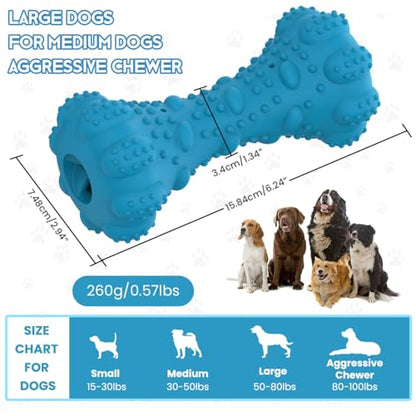 Dog Toy, Treat-Dispensing chew Toy for Dogs, Beef-Flavored,Durable Dumbbell-Shaped Natural Rubber Dog Toy Suitable for Medium to Large Dogs,Features squeaking loating Capabilities