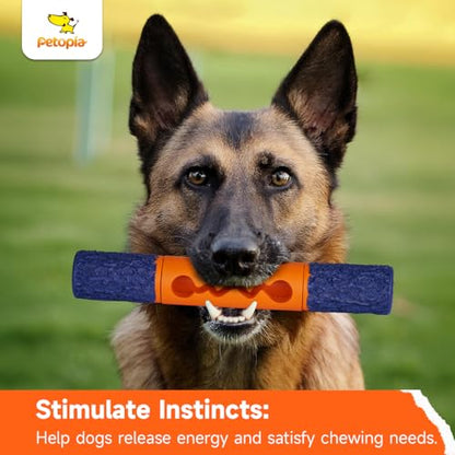 Stick Interactive Dog Toy 9” in Outdoor Dog Toy for Aggressive Chewers Tough Natural Rubber Chew Toys (Red&Yellow) - color: Red&Yellow