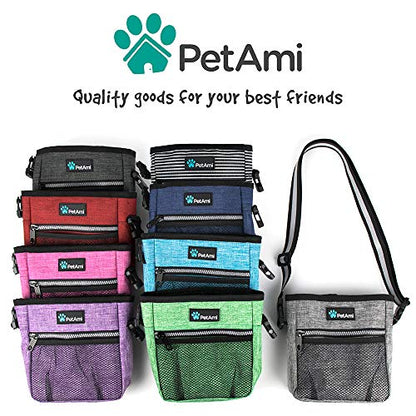 PetAmi Dog Treat Pouch, Pet Treat Pouch For Training, Dog Walking Bag Holder for Kibbles, Pet Food Toy, Dog Trainer Essentials Supplies, Poop Bag Dispenser, 3 Ways to Wear (Black Stripes) - color: Black Stripes