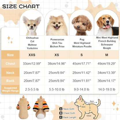 Dog Sweater for Small Winter Warm Fleece Turtleneck Sweatshirt Clothes Boy Girls Pet Pullover with Rainbow Sleeves Cat Apparel Stretchy Outfit(Khaki, XS) - color: Khaki, size: X-Small