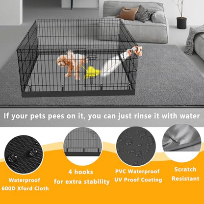 Dog Playpen Square Bottom Pad Fits for 48 Inch 8 Panels Metal Exercise Pet Playpen, Dog Crate Pad Puppy Playpen Pad, Elastic Buckles Connections.(Note: Playpen Not Included) -PureBlack - color: PureBlack