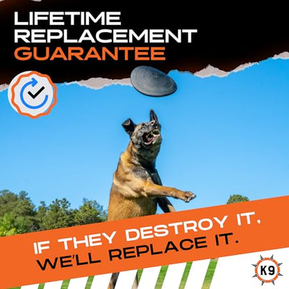 Monster K9 Aero Disc | for Toughest Chewers. Lifetime Guaranteed | VULCRON™ Natural Rubber | Made in USA | K-9 Tested | Durable Flying Dog Toy for Aggressive Chewers | Tug & Fetch | Med/Large, 8.5"