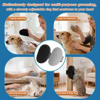 7PCS Pet Grooming Kit for Dogs and Cats，with Storage Bag & Includes Dog Washing Gloveswith High-Density Teeth, Adjustable Handle Dog Shampoo Brush, Dog Finger Toothbrush (Gray) - color: Gray