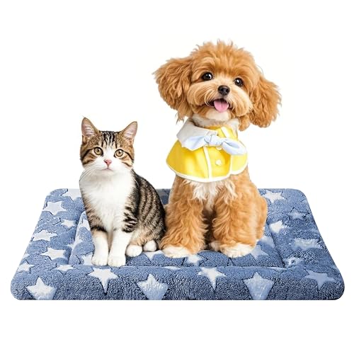 Dog Bed Mat – Soft & Comfortable Dog Kennel Pad for Crate – Durable Crate Bed & Mat for Dogs & Cats – Ideal for Crate, Kennel, and Home Use - color: NavyBlue&Star, size: S(24"*18"*1.5")