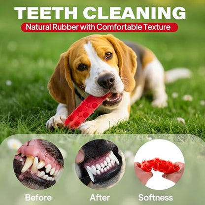 Fida 2-in-1 Puppy Teething Toys, Natural Rubber Chew Toys for Dogs to Keep Them Busy & Plush Toys with Crinkle Leaves, Interactive Dog Toys for Small Medium Breeds and Puppies.(Chilly) - color: Red Chilly