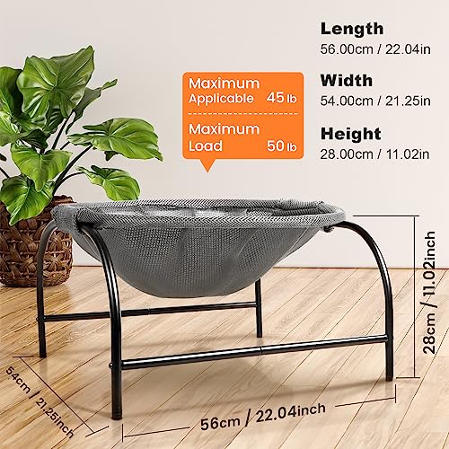 JUNSPOW Cat Bed [Large Size] Dog Bed Pet Hammock Bed Free-Standing Cat Sleeping Cat Supplies Pet Supplies Whole Wash Stable Structure Detachable Excellent Breathability Easy Assembly - color: Grey, size: 22.0"L x 21.3"W x 11.0"Th (Mesh)