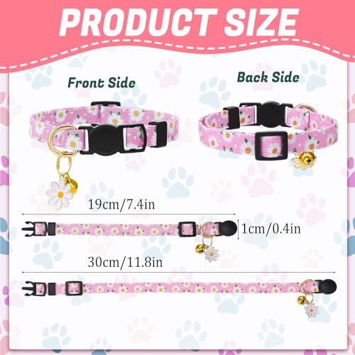 18 Pcs Breakaway Cat Collars with Bells Flower Pendants Adjustable Floral Cat Collars Safety Kitten Collar with Bell for Girl Boy Cats - color: Floral