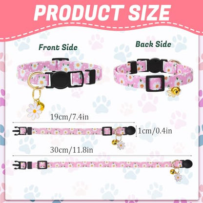 18 Pcs Breakaway Cat Collars with Bells Flower Pendants Adjustable Floral Cat Collars Safety Kitten Collar with Bell for Girl Boy Cats - color: Floral