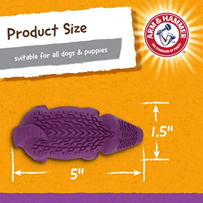 Arm and Hammer for Pets Super Treadz Mini Gator Dental Chew Toy for Dogs - Reduces Plaque and Tartar Without Brushing, Baking Soda Infused, Dishwasher Safe, Dogs Up to 25 Lbs - size: Small (Pack of 1), style: Gator
