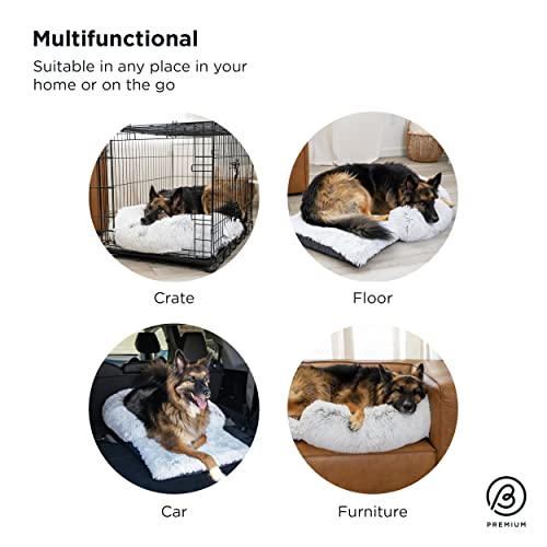 Best Friends by Sheri Nap Mat Dog Bed with Bolster - Washable Crate Pad, Removable Cover, Frost, Large, 36x21 - size: Large
