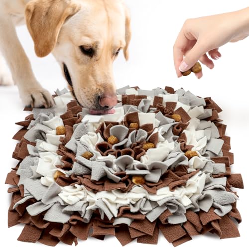 LIVEKEY Pet Snuffle Mat for Dogs, Dog Feeding Mat, Nosework Training Mats for Foraging Instinct Interactive Puzzle Toys (Brown&Gray&White) - color: Brown&Gray&White