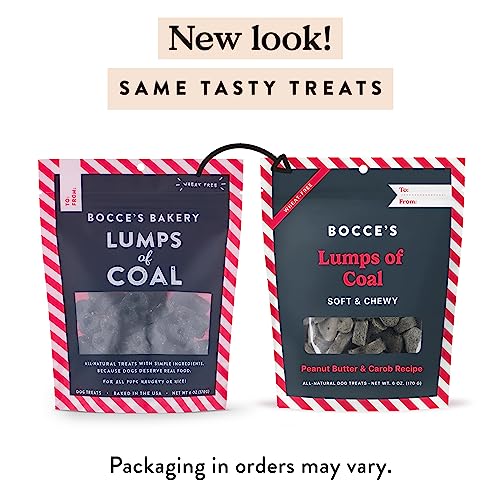 Bocce's Bakery Lumps of Coal Recipe Treats for Dogs, Wheat-Free Everyday Dog Treats, Made with Real Ingredients, Baked in The USA, All-Natural Soft & Chewy Cookies, Peanut Butter & Molasses, 6 oz - size: 6 Ounce (Pack of 2)