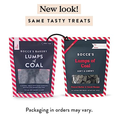 Bocce's Bakery Lumps of Coal Recipe Treats for Dogs, Wheat-Free Everyday Dog Treats, Made with Real Ingredients, Baked in The USA, All-Natural Soft & Chewy Cookies, Peanut Butter & Molasses, 6 oz - size: 6 Ounce (Pack of 2)