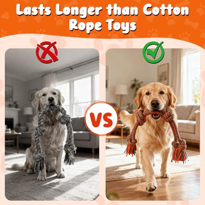 Interactive Dog Rope Toy for Large & Medium Dogs – Durable Tug of War Toy for Training, Boredom Relief & Teeth Cleaning, Safe Ultra-Fiber Chew Toy for Daily Play (Large) - size: Large
