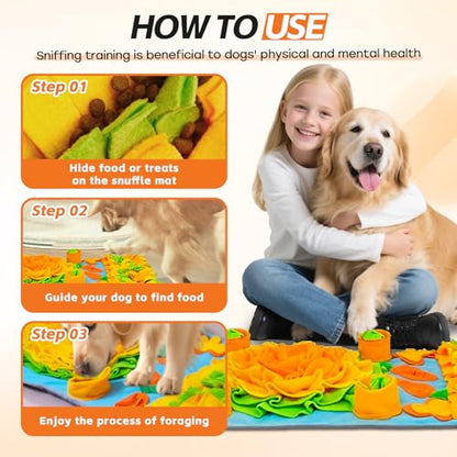 Snuffle Mat for Dogs, 32 X 19 Inches Interactive Dog Toys for Boredom & Slow Eating, Durable Dog Feeder Puzzle Toy, Dog Enrichment Toys for Small Medium & Large Dogs