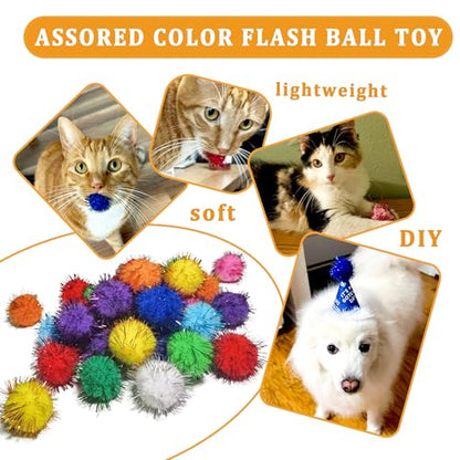 100Pcs Cat Toys Assortment for Indoor Cats, Interactive Kitten Toys Variety Pack with Mice Toys, Sparkle Balls, Soft Pom Poms & Spring Toys, Kitten Starter Kit for Boredom & Exercise