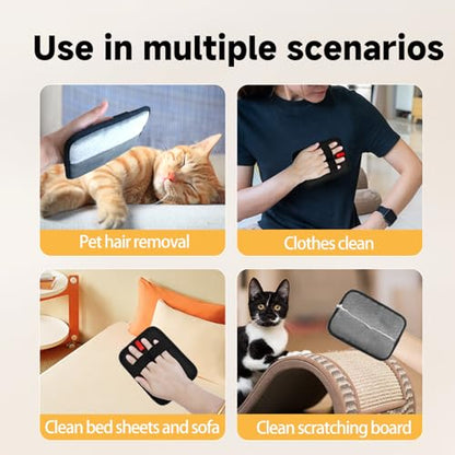 NVNAN 2-in-1 Pet Grooming Glove & Fabric Hair Remover - Reusabie, Silicone Massage Bristles,Static Adhesion for Quiuck Shedding Control,Safe for Dogs & Cats - color: Fabric Pet Hair Gloves+Pet Grooming Brush