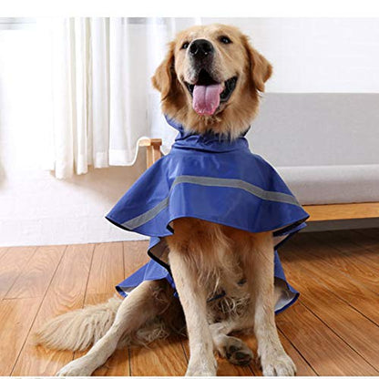 NACOCO Large Dog Raincoat Adjustable Pet Water Proof Clothes Lightweight Rain Jacket Poncho Hoodies with Strip Reflective (L, Blue) - color: Blue, size: Large (Pack of 1)