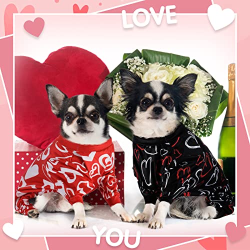 Weewooday 3 Piece Dog Pajamas Dog Bodysuit & Jumpsuit Set, Heart Pattern Puppy Clothes for Puppy & Cat(M(fit 5.5-7.7lbs)) - size: M(fit 5.5-7.7lbs)