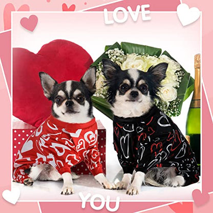 Weewooday 3 Piece Dog Pajamas Dog Bodysuit & Jumpsuit Set, Heart Pattern Puppy Clothes for Puppy & Cat(M(fit 5.5-7.7lbs)) - size: M(fit 5.5-7.7lbs)