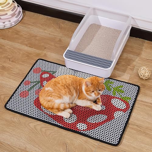 Cat Litter Mat, 24"x15" Cat Litter Trapping Mat, Double Layer Litter Mat with Non-Slip Rubber Bottom, Urine and Water Proof, Keeps Floors Clean Mushroom M - size: M(24x15in)