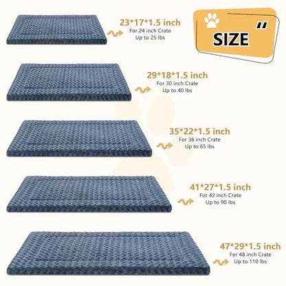 Dog Bed Mat Washable Reversible Dog Crate Pad Soft Fluffy Pet Kennel Beds with Anti-Slip Bottom Dog Cat Sleeping Mattress for Small Medium Dogs, 29x18x1.5 Inch, Gray - size: 29”x18"x1.5"